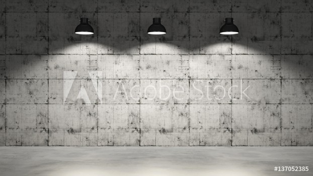 Picture of Concrete wall with three lamps hanging